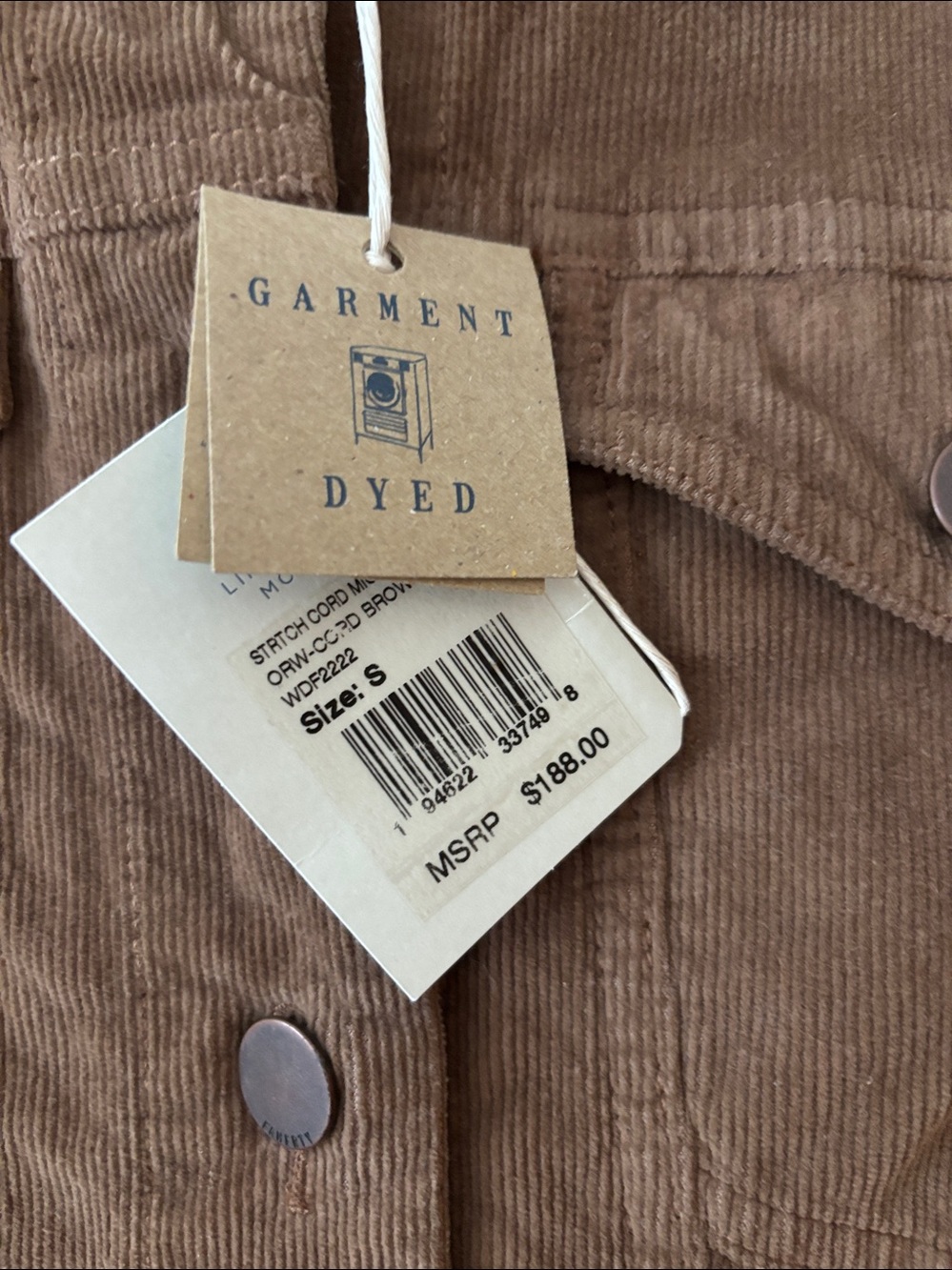 Faherty Brown Corduroy Button-Front Dress - Picture 3 of 4